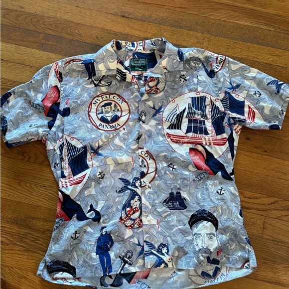 Gitman Brothers Nautical Print Shirt - Blue Red White